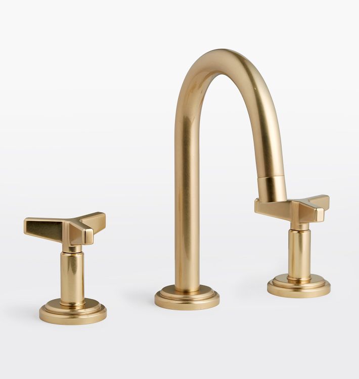 Blair Cross Handle Widespread Bathroom Faucet, Aged Brass