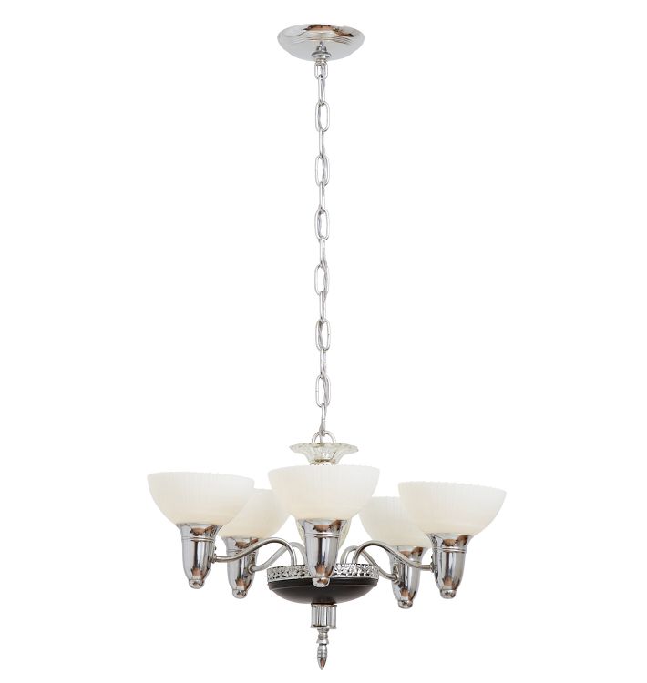 Vintage 5-Light Art Deco Cup Shade Chandelier