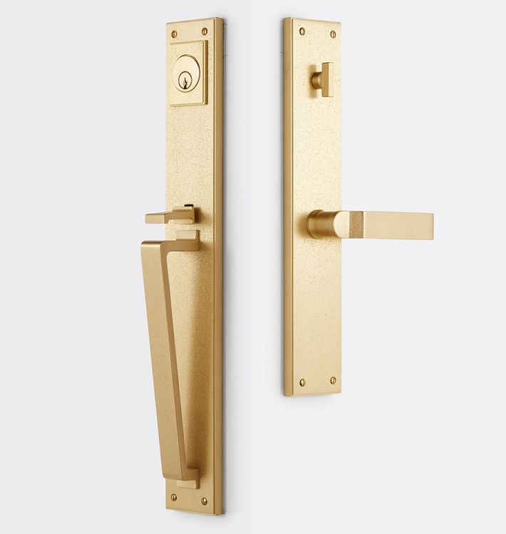 Jerico Brass D-Handle & Lever Exterior Door Tube Latch Set, CP left 2.375 standard