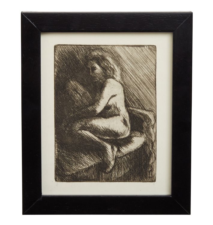 Vintage Female Nude Etching