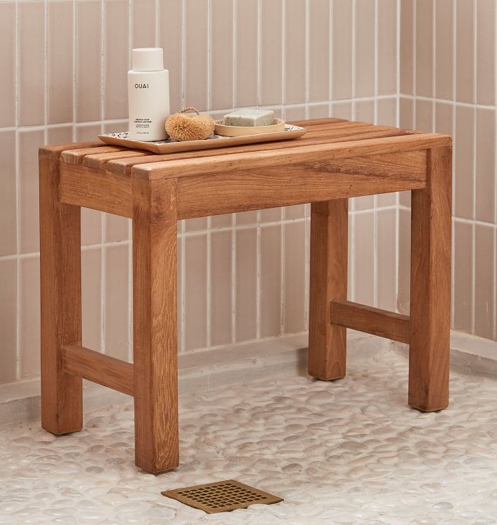 Teak stool bathroom sale