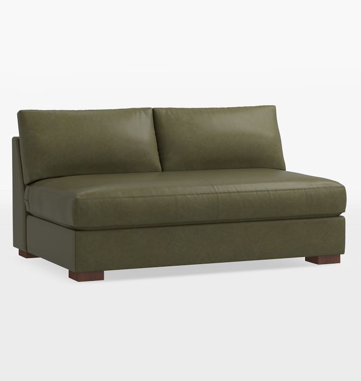 Sublimity Leather Armless Sofa Sectional Component - Classic - Bench Cushion - Davenport Evergreen