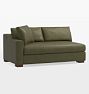 Sublimity Classic Leather Sectional Left Arm Sofa with Bench Cushion, Davenport Evergreen