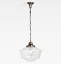 Rose City 6" Fitter Chain Pendant, Polished Nickel - 16" Opal Ogee Schoolhouse Shade - 30" Length