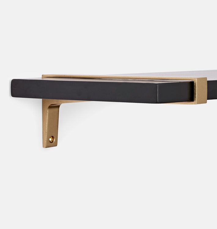 Brass Strap Shelf Set Black Ash 1inx10inx24in CP