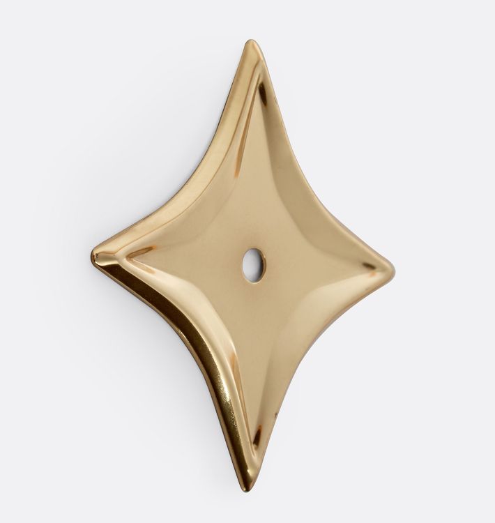 Star Cabinet Knob Backplate, Aged Brass