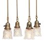 Vintage 4-Light Chandelier with Prismatic Pressed Glass Shades