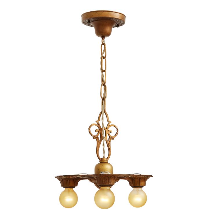 Vintage Classical Revival 3-Light Candle Chandelier