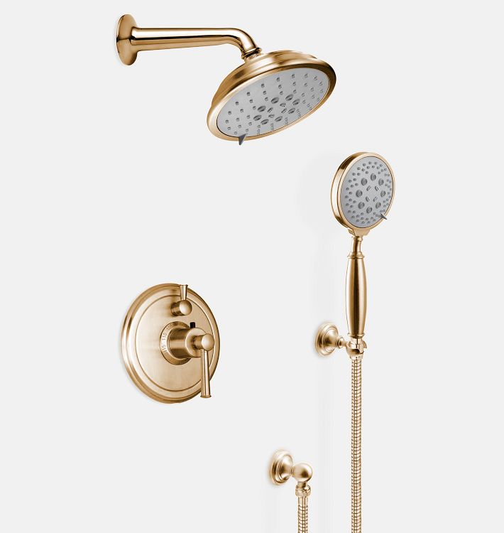 Miramar Lever Handle Thermostatic Shower Set with Handshower, Satin Bronze PVD