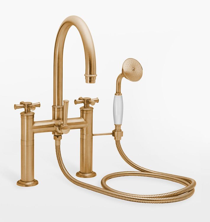 Miramar Deck Mounted Tub Filler With Handshower, Satin Bronze PVD