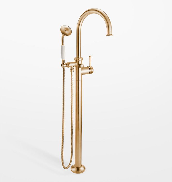 Miramar Floor Mounted Tub Filler With Handshower, Satin Bronze PVD