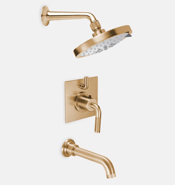 Descanso Thermostatic Shower & Tub Set, Satin Bronze PVD