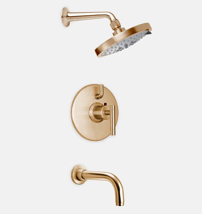 Tiburon Thermostatic Shower & Tub Set, Satin Bronze PVD