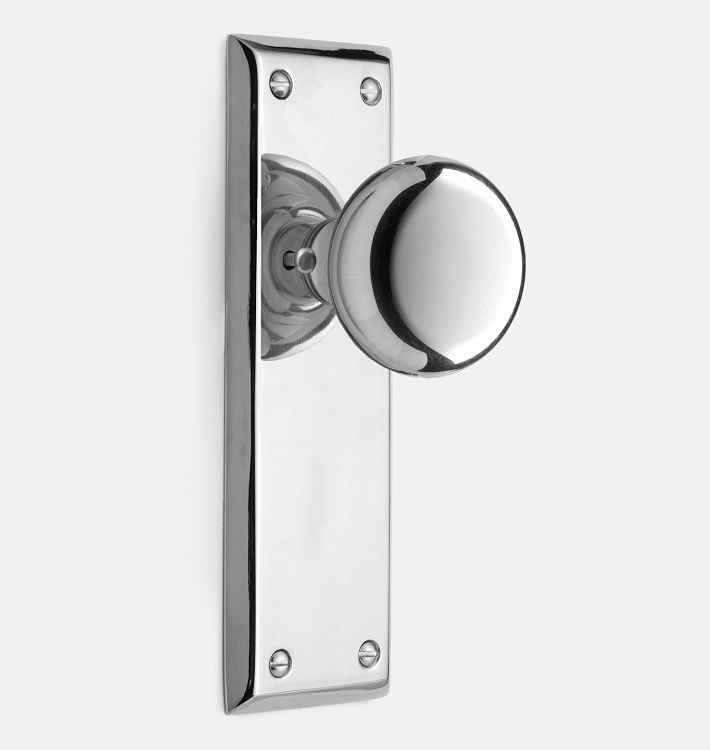 Putman Door Set - Polished Chrome - Brass Knob - Privacy Ping Set