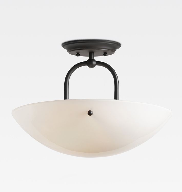 Arden 16" Semi-Flush Mount, Oil-Rubbed Bronze - Cased White Shade