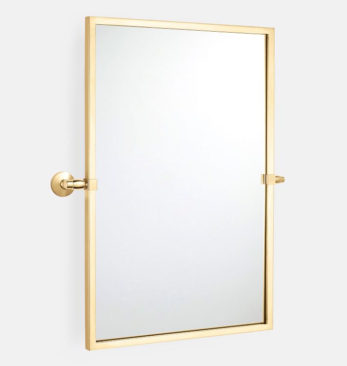 Eastmoreland Sharp Rectangle Pivot Mirror, 21" x 32" - Aged Brass