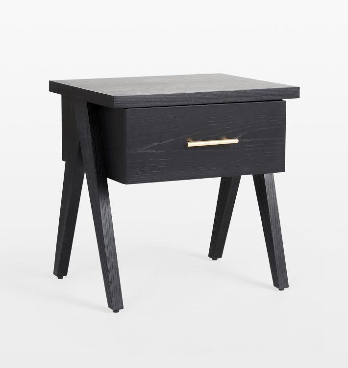 Tuttle Nightstand - Black Ash - Allenglade in Aged Brass