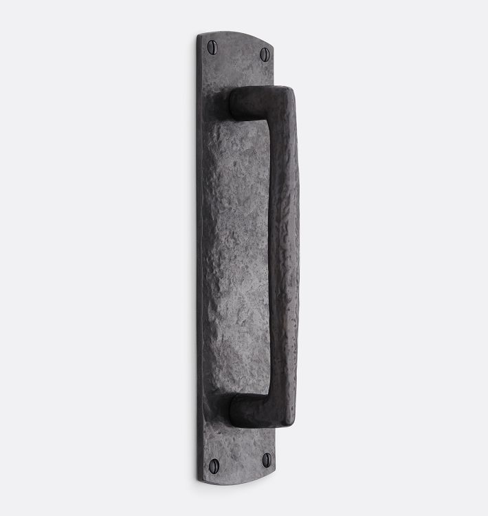 Garage Cast Bronze Bar Pull on Arch Plate, Bronze