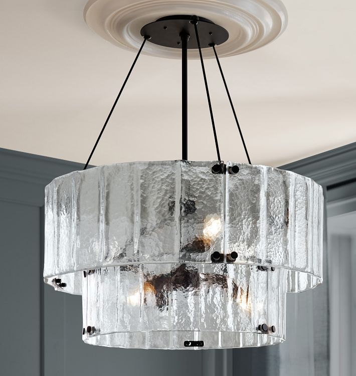 Willamette 32&quot; Double Tier Chandelier, Clear Glass