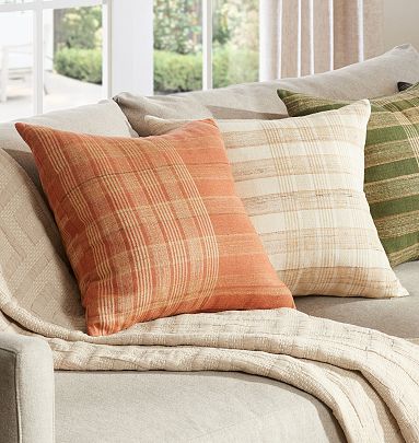 Grey plaid shops pillow cover