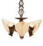 Vintage 3-Light Bronze Art Deco Slipper Shade Chandelier