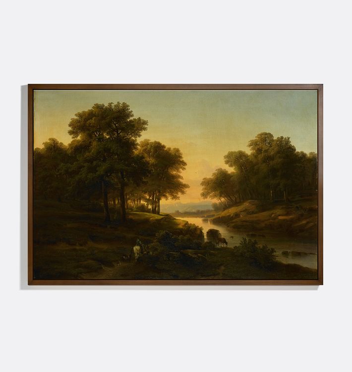 River Landscape Framed Reproduction Wall Art Print 16"x11" by Alexandre Calame