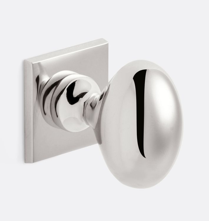 Oval Cabinet Knob with  Square Backplate - Polished Nickel