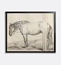 Standing Horse In Stable, To the Left Framed Reproduction Wall Art Print 22"x18" by Jean Bernard