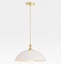 Theo Pendant, Aged Brass - 18" Cased White Glass Dome Shade - 32" Length - No Vault Mount