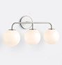 Knowles Triple Sconce, Brushed Nickel - Opal Glass Shade