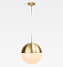 Palo Alto 14" Pendant, Brushed Satin - White Globe Shade - 36" Length