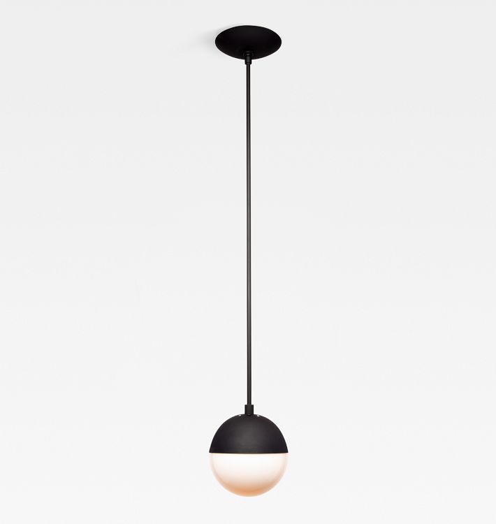 Palo Alto 6" Pendant, Oil-Rubbed Bronze - 6" White Neckless Shade - 38" Length