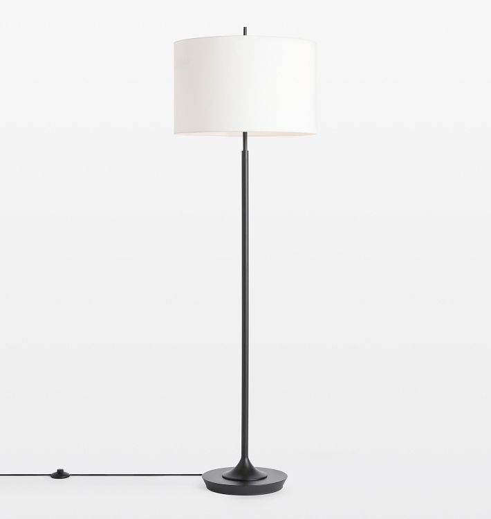 Pepin Floor Lamp oil-Rubbed Bronze with Fabric White Shade