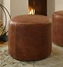 Britton Leather 22&quot; Round Ottoman