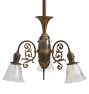 Antique Victorian 3-Light Chandelier with Pressed Glass Starburst Shades