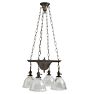 Vintage 4-Light Classical Revival Suspended Pan Chandelier with Prismatic Shades