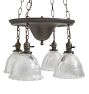 Vintage 4-Light Classical Revival Suspended Pan Chandelier with Prismatic Shades