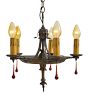 Vintage Classical Revival Candle Chandelier with Vibrant Polychrome Highlights and Pressed Glass Drops