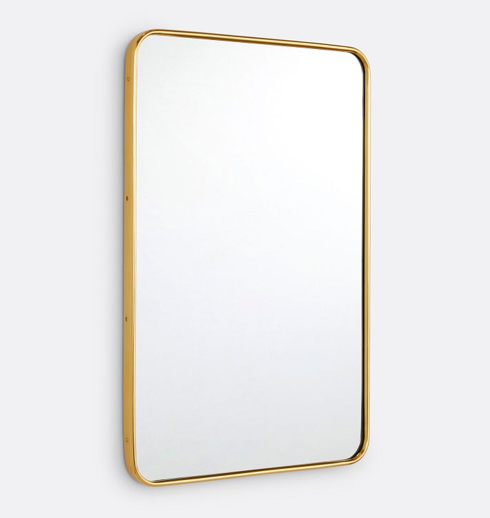 Rounded Rectangle Metal Framed Mirror, 20" x 30" - Unlacquered Brass