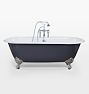 5-1/2' Double-Ended Clawfoot Tub, Navy - Brushed Nickel Feet