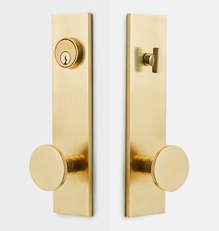 Bowman Knob Exterior Door Set, Aged Brass