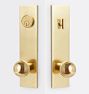 Irving Knob Exterior Door Set, Aged Brass