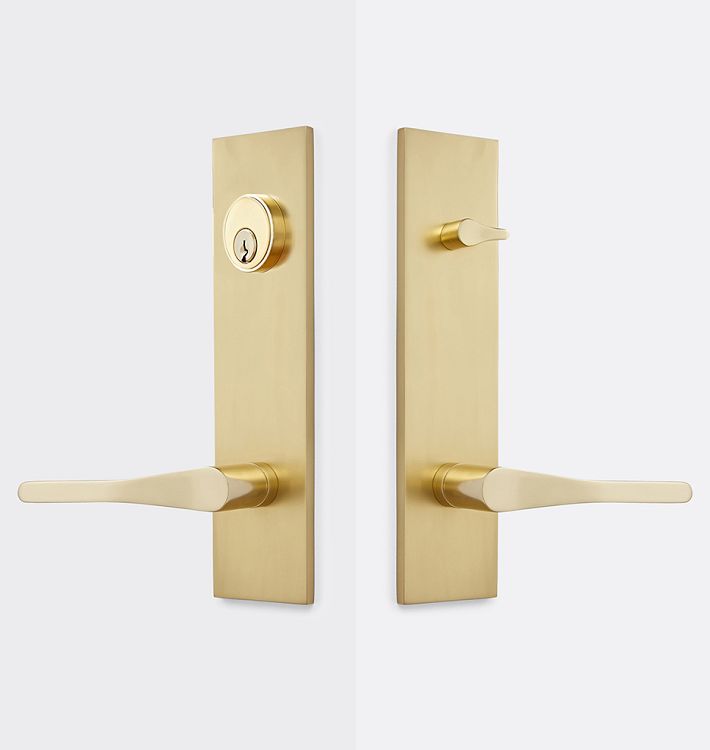 Richmond Brass Lever Exterior Door Set, Aged Brass
