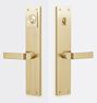 Tabor Lever Handle Exterior Door Set, Aged Brass