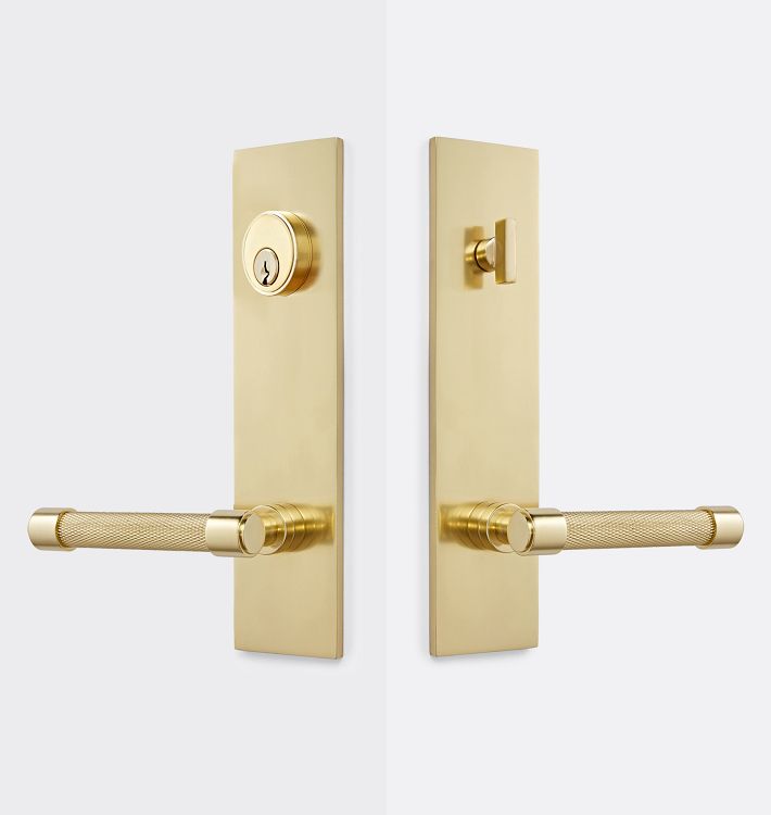 Trask Lever Handle Exterior Door Set, Aged Brass