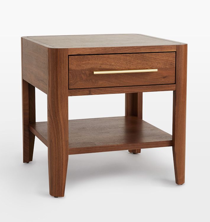 Colfax Nightstand - Walnut, Allenglade in Aged Brass