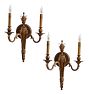 Pair of Vintage French Classical Revival Double Candle Sconces