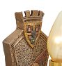 Pair of Vintage Romance Revival Candle Sconces with Shield Motif and Polychrome Highlights