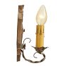 Pair of Vintage Romance Revival Candle Sconces with Shield Motif and Polychrome Highlights