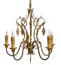 Vintage 5-Light Candle Chandelier with Polychrome Highlights